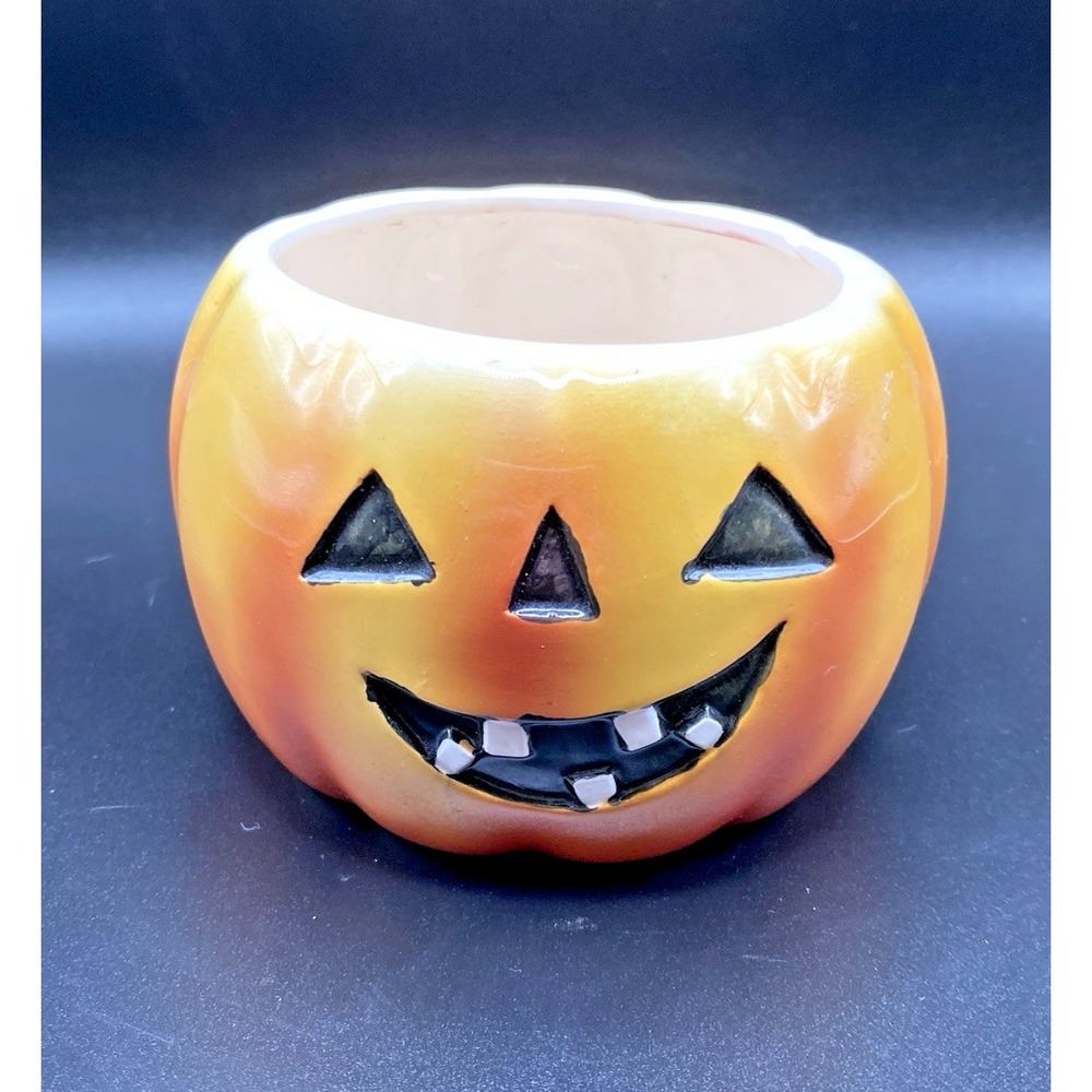 Vintage Relpo Halloween Pumpkin Jack O'Lantern Small Planter or Treat Bowl